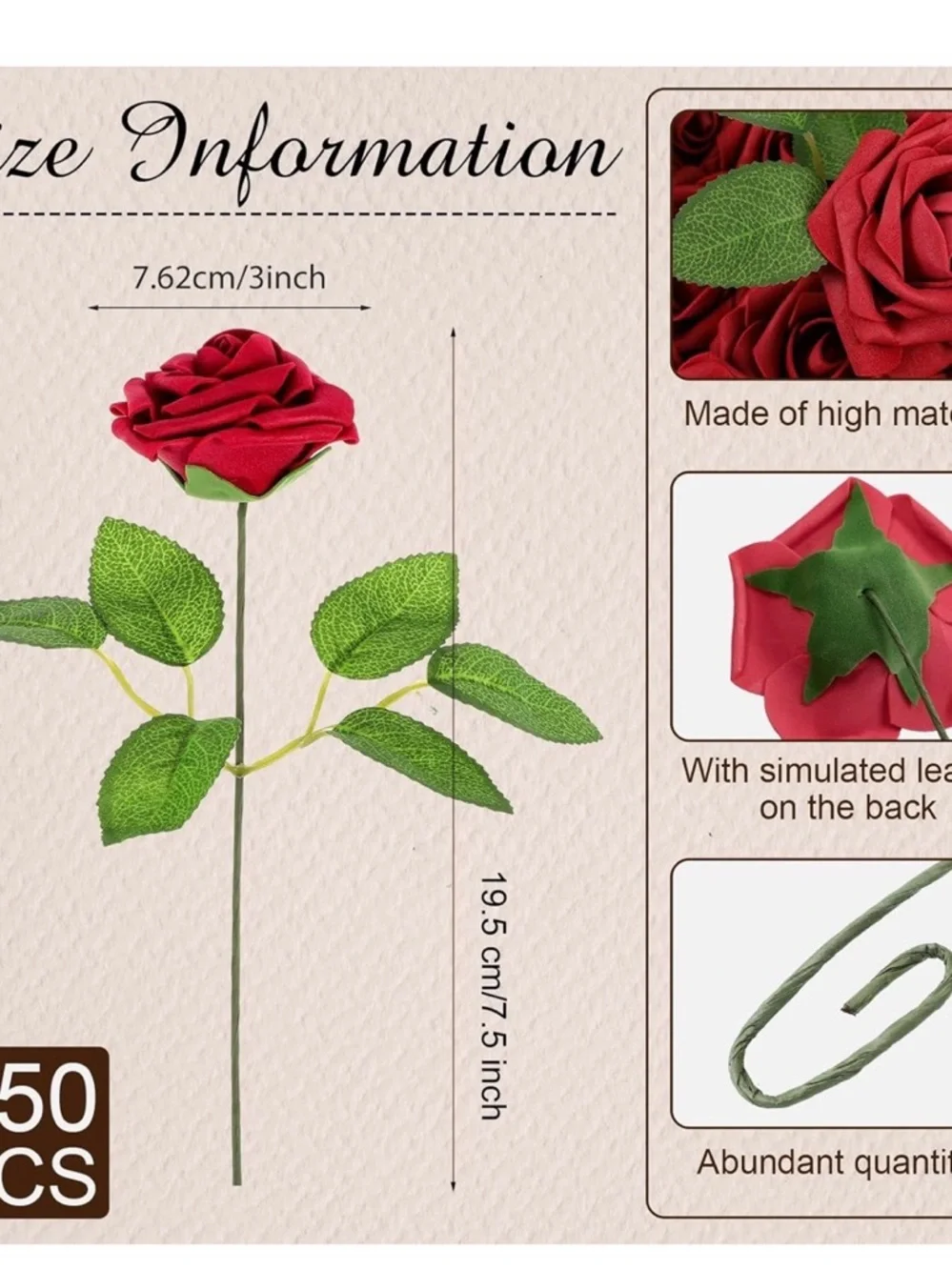 NIB Faux Roses w/Stems 250 Pcs,DIY,Bridal,Burgundy Red,3.15
